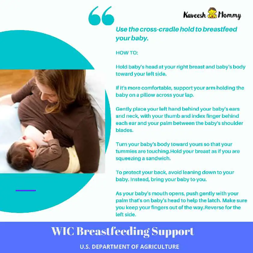 Use the cross-cradle hold to breastfeed your baby.