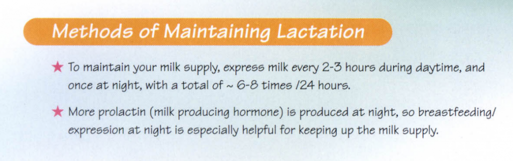 method of maintaining lactation