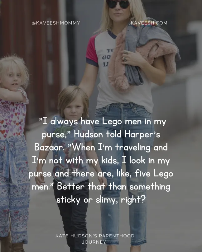  "I always have Lego men in my purse," Hudson told Harper's Bazaar. "When I'm traveling and I'm not with my kids, I look in my purse and there are, like, five Lego men." Better that than something sticky or slimy, right?