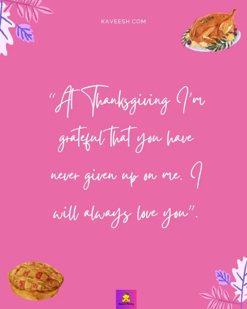 Thanksgiving Instagram Captions for girlfriend-At Thanksgiving I’m grateful that you have never given up on me. I will always love you”.