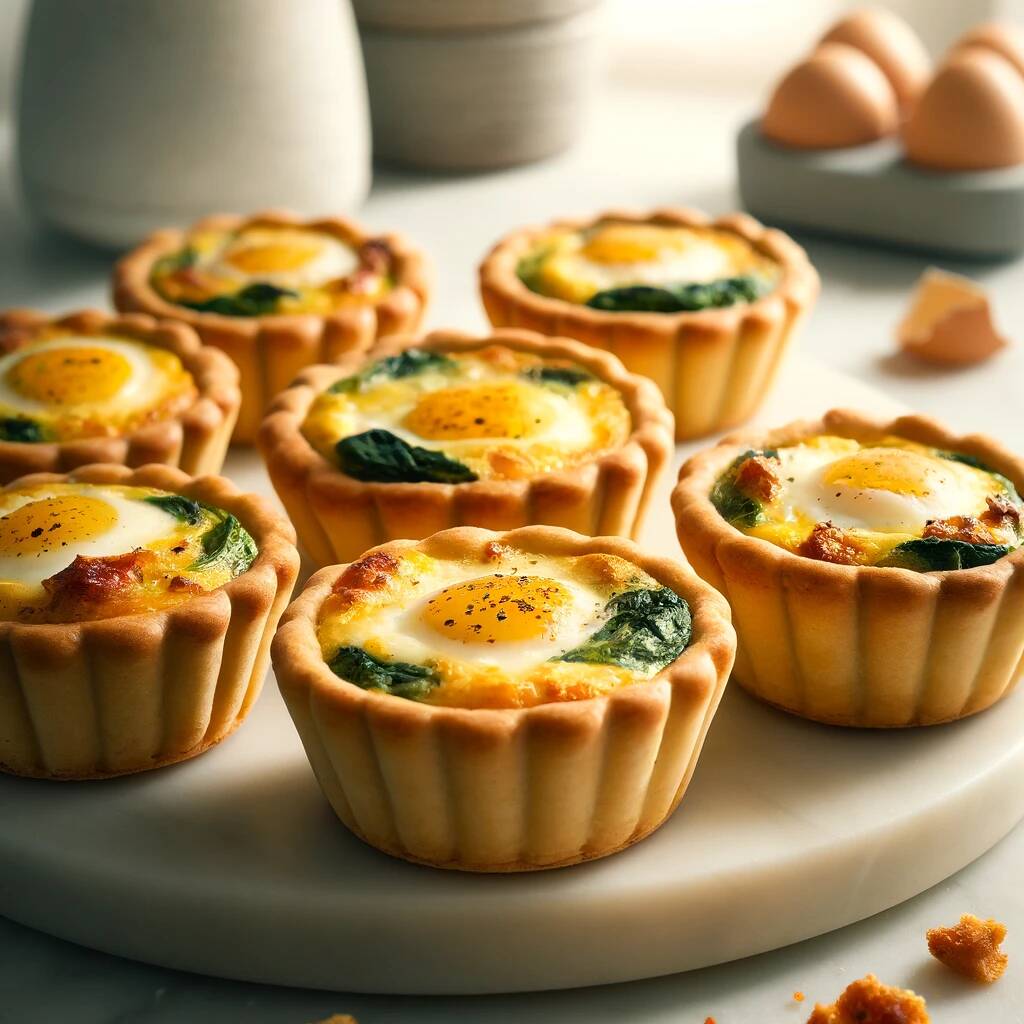 Make-Ahead Mini Quiches: Mix eggs, cheese, spinach, and bacon. Pour into muffin tins and bake. These can be refrigerated and then reheated in the morning. They're perfect for a quick, savory bite.