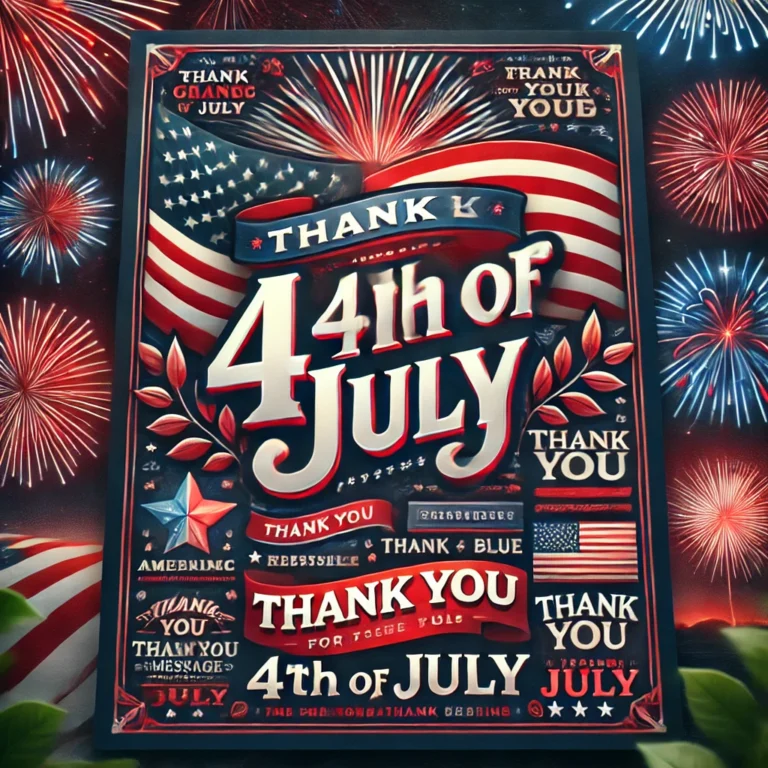 Express Gratitude with These 4th of July Thank You Messages 1 Send your love and appreciation with these 4th of July thank you messages for family and friends. Perfect for Independence Day.