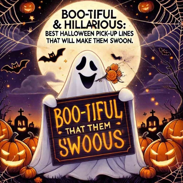 Boo-tiful & Hilarious: Best Halloween Pick-Up Lines That Will Make Them Swoon 4 Want to impress your crush this Halloween? Use these funny and cute Halloween pick-up lines to break the ice and make a connection without feeling awkward.