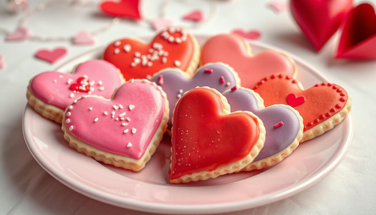 Colorful heart-shaped cookies