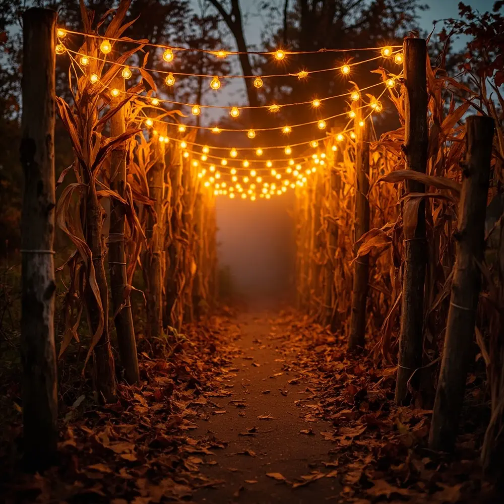 Throw the Ultimate Scare-Fest: 40+ Halloween Party Decoration Ideas for 2025 8 Cornstalk lined walkway