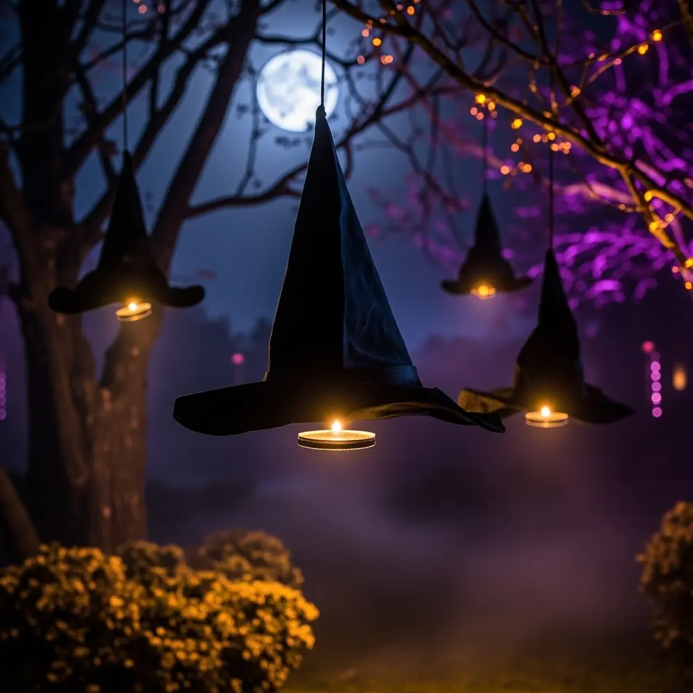 Floating witch hat luminaries