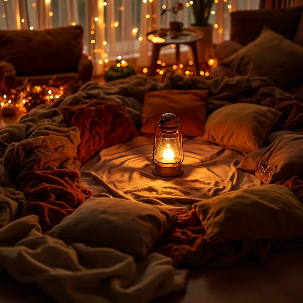 How to Lead a DIY Spooky Story Circle with Your Family 1 Cozy glow arranged the lantern pillows living battery a circle soft sits casting on and h3 powered in with room image blankets 1 floor single warm middle