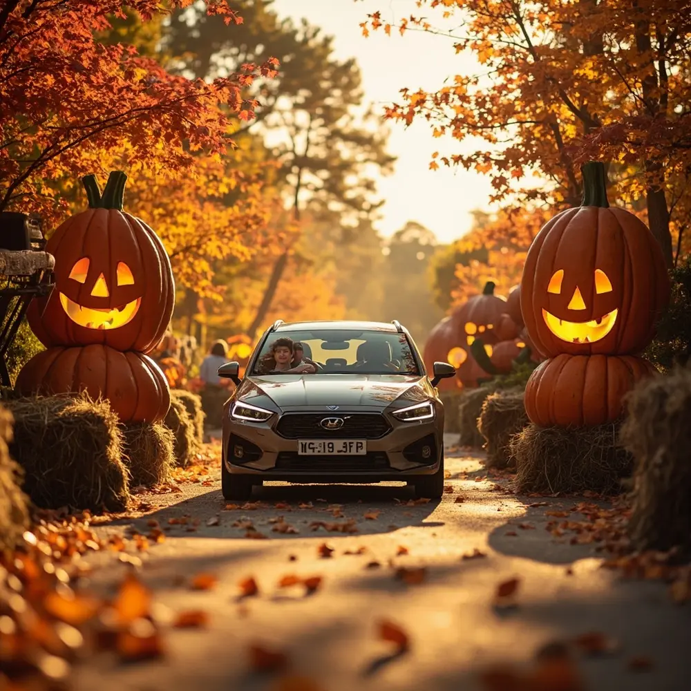 Halloween at Center Parcs: What to Expect and Must-Do Activities 1 Decorated car the wide which carved up center pulling under pumpkins clear autumnal bright cheerfully sign a welcome sky foliage angle parcs and h3 family to is of with image shot strong 1