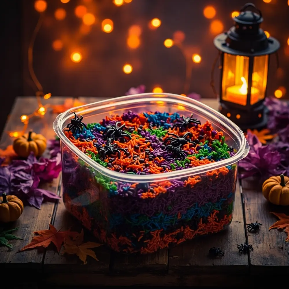 15 Spooktacular Sensory Halloween Activities for Hands-On Fun 1 Li small hands exploring plastic dry halloween up themed a scooping close and of with photo image strong rice 1 colorful sensory beans spiders bin black filled