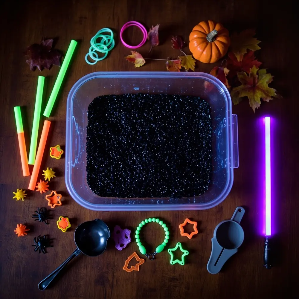 How to Create a Glow-in-the-Dark Sensory Bin 2 Glowing 1 and step h3 your materials gather activate