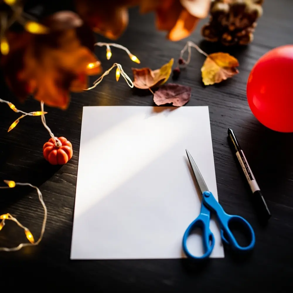 How to Make Paper Ghosts Dance with Static Electricity 1 White pair marker the sheet necessary top dark out laid bright safety neatly all a uninflated wooden paper on and table h3 balloon of image shot strong 1 colorful scissors black supplies down