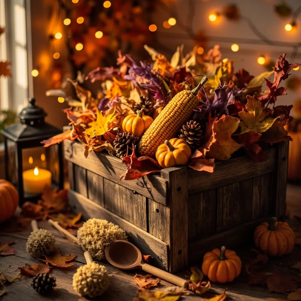 Gentle Spooks: 25 Safe and Fun Halloween Activities for Toddlers & Preschoolers 11 Li 11 small corn fall leaves scoops a wooden and items gourds with like image strong natural bin kernels filled