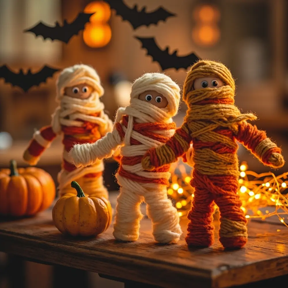 20 Creative and Educational Halloween Activities for the Classroom 13 13 several standing desk up crafts a eyes close googly on yarn h3 mummy of with photo image upright wrapped cute