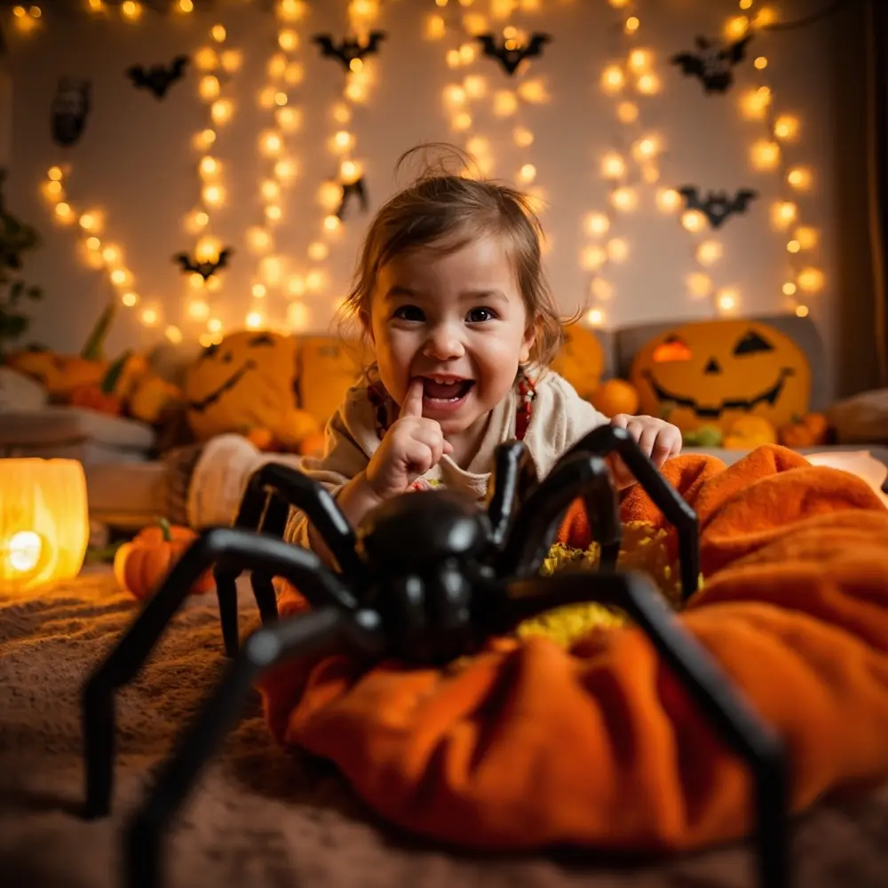 Gentle Spooks: 25 Safe and Fun Halloween Activities for Toddlers & Preschoolers 17 17 strong li spider room pumpkin in at pointing hidden plastic excitedly a or image child