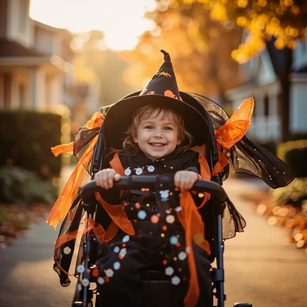 Gentle Spooks: 25 Safe and Fun Halloween Activities for Toddlers & Preschoolers 18 Decorated li toddler orange 18 sitting a and in streamers with costume image strong stroller simple black cute