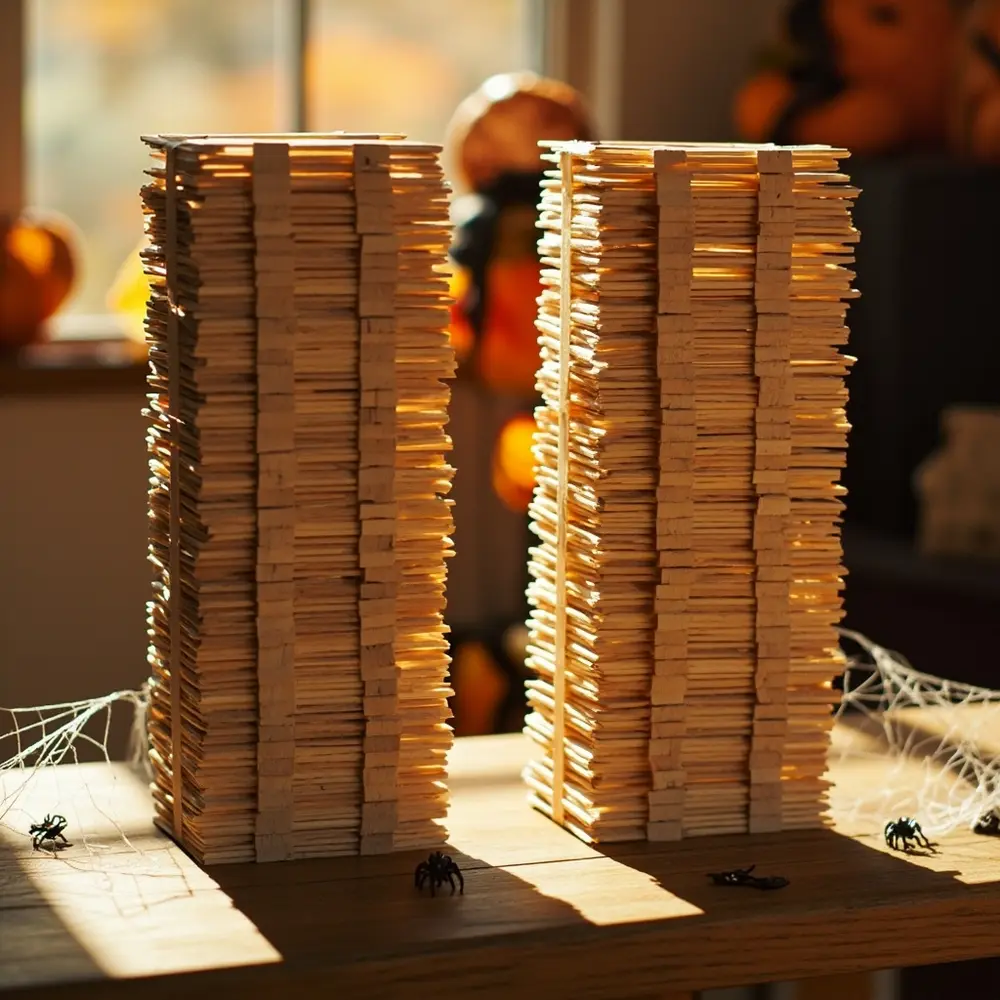 How to Engineer a Halloween Candy Catapult with Popsicle Sticks 2 Stick popsicle side construction towers standing the showing up visible sturdy glued completed a sticks close clearly h3 of their image two shot layers are angled 2 by emphasizing