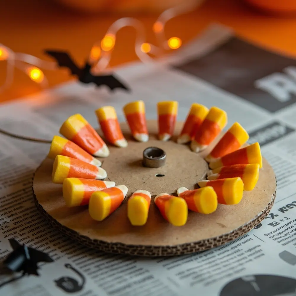 How to Build Working Gears Out of Candy Corn 2 Small several hot already corn the edge up placing visible candy neat focusing a 8221 circle 8220 row close bead on and h3 teeth attached is of in piece carefully onto hand image cardboard shot other are strong 2 glue