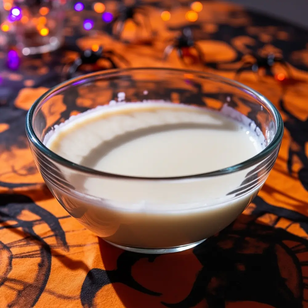 How to Make Eerie (but Fun!) DIY Monster Slime 2 White hands the water up bowl clear a close and h3 uniform milky is of in stirring mixture image shot strong 2 liquid glue