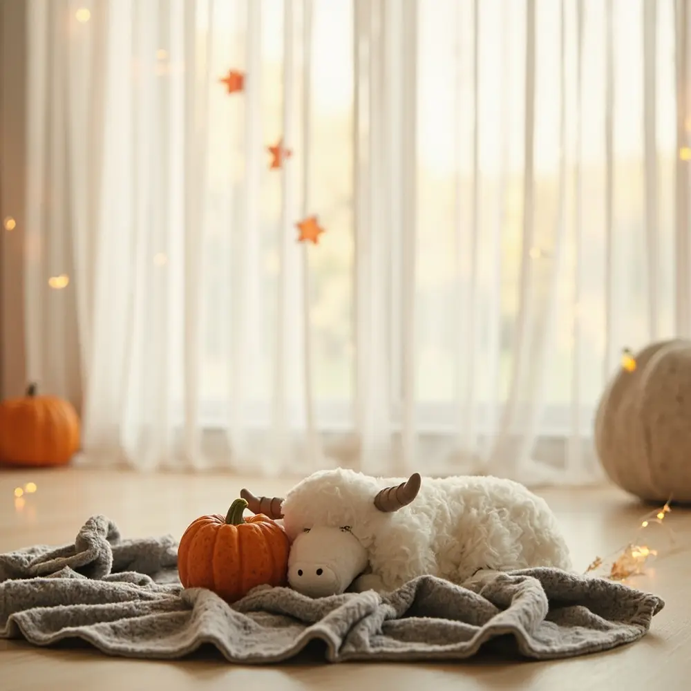How to Celebrate Baby's First Halloween (Adorable Tips & Photo Ops!) 2 Side small the pumpkin ghost set one bright blanket a gray nook soft on and h3 to is of with window photo image plush prepared 2 floor by fully
