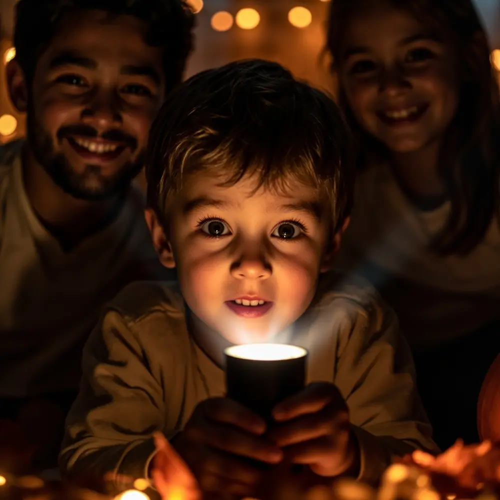 How to Lead a DIY Spooky Story Circle with Your Family 3 Excitement the wide chin they story up under holding a eyes close child h3 of their part with as image shot 3 begin flashlight