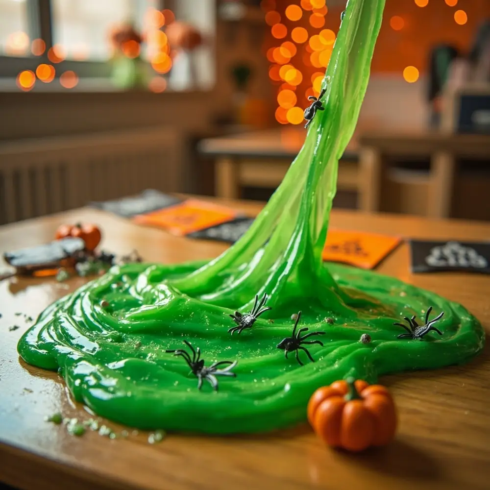 20 Creative and Educational Halloween Activities for the Classroom 3 Orange small hands slime plastic halloween s themed a within green embedded child props h3 of stretching with photo or like image 3 spiders glittery 8217