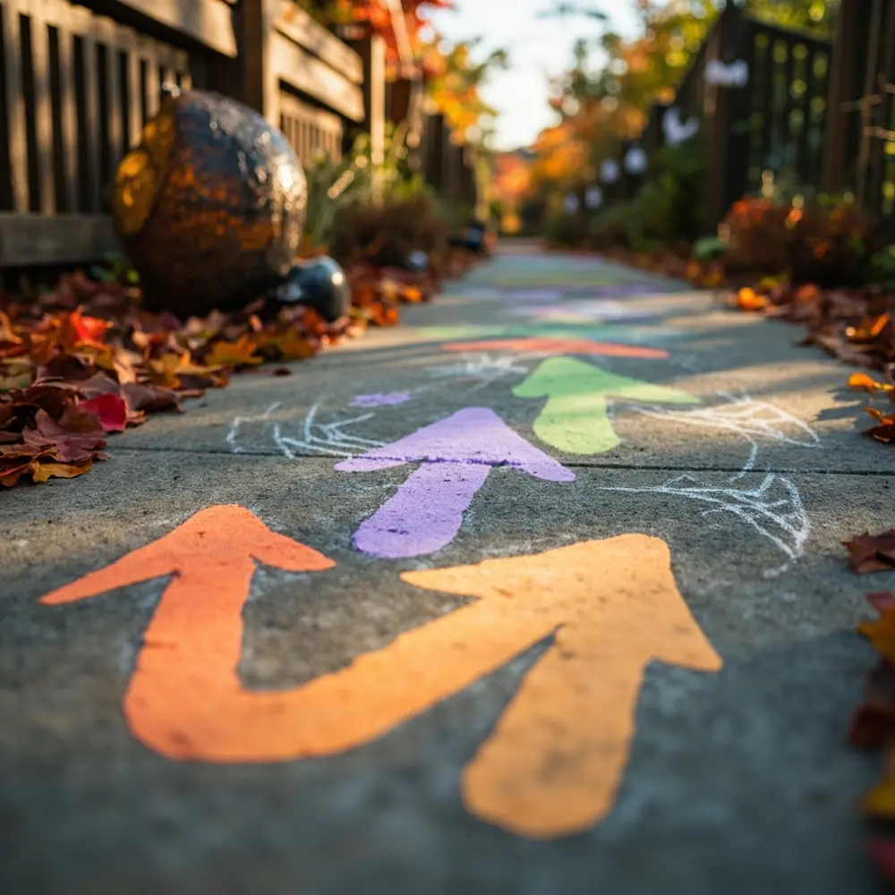 How to Create and Host a Backyard Costume Parade for the Neighborhood 3 Arrows the leading up chalk driveway spooky a close footprints on and h3 of image shot strong 3 backyard colorful drawn towards