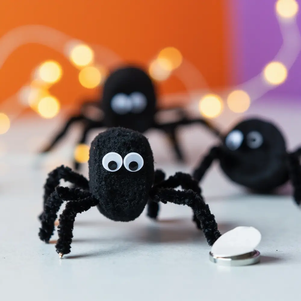A Guide to Making a Magnetic Spooky Spider Web Game 3 Small the magnet showing cleaner up over one its spider silver pointing glued completed a close pipe disk three h3 to is with image shot belly angled 3 felt finger flipped spiders