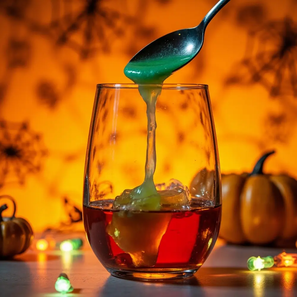 The Density Tower Potion: Layering Liquids for a Spooky Effect 3 While side spoon honey the showing soap layer just over holding layering glass a green down above dish and h3 is of back hand image shot strong 3 poured detailed technique slowly being