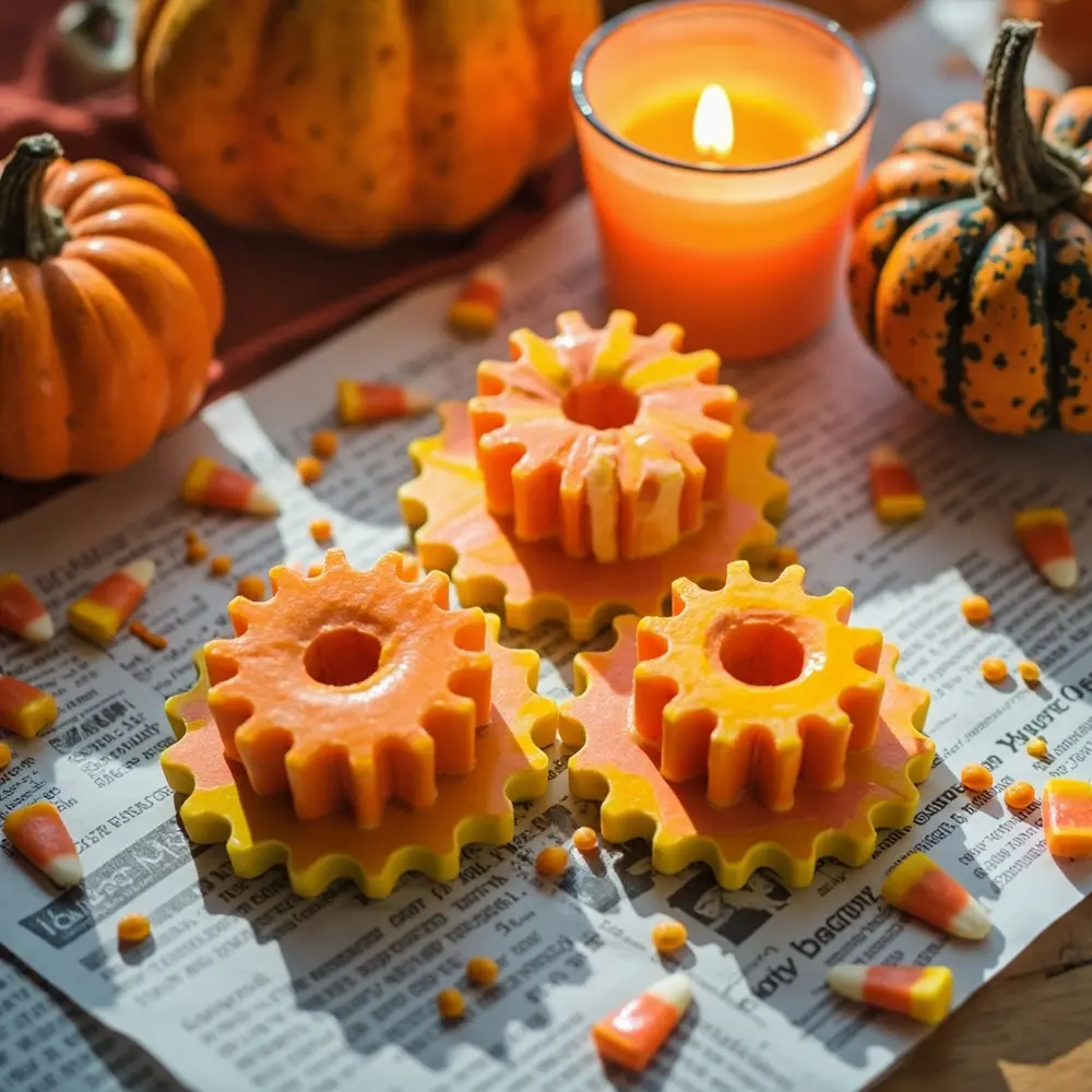 How to Build Working Gears Out of Candy Corn 3 Several each corn the for they showing sitting sizes hubs candy work next glued completed all a surface way around covered on h3 teeth of ready with image shot are strong 3 different step newspaper gear