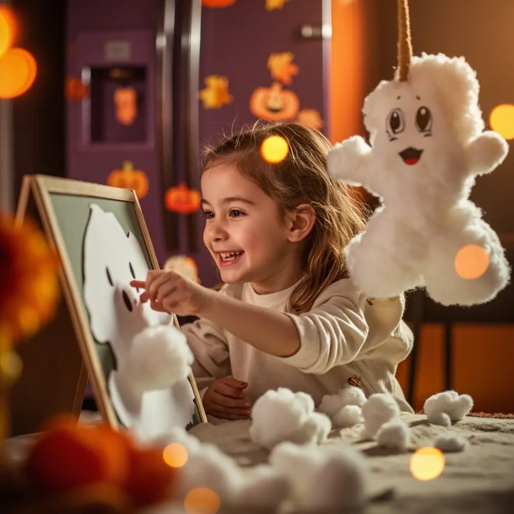 Gentle Spooks: 25 Safe and Fun Halloween Activities for Toddlers & Preschoolers 4 Ghosts li several outline placing ghost completed excitedly a ball child on with fluffy image 4 strong cotton