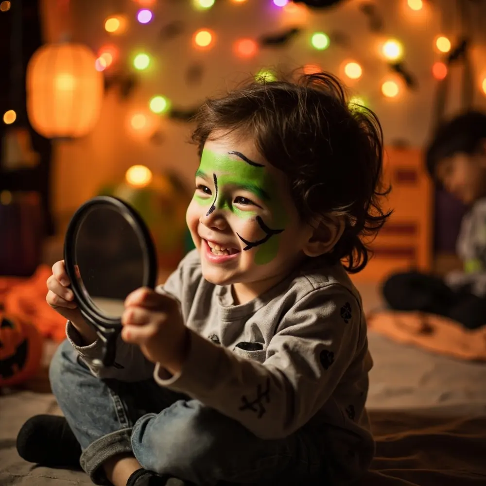Halloween at Center Parcs: What to Expect and Must-Do Activities 4 Candid while skin small painted looking silly complete mirror face a green child fun and h3 monster of in their at with giggling image shot 4 strong freshly stitches