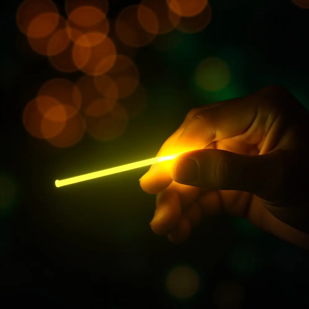 How to Set Up an Epic Glow Stick Hide and Seek Game 4 Image-4: A close-up shot of a hand snapping a yellow glow stick, causing it to start glowing brightly.