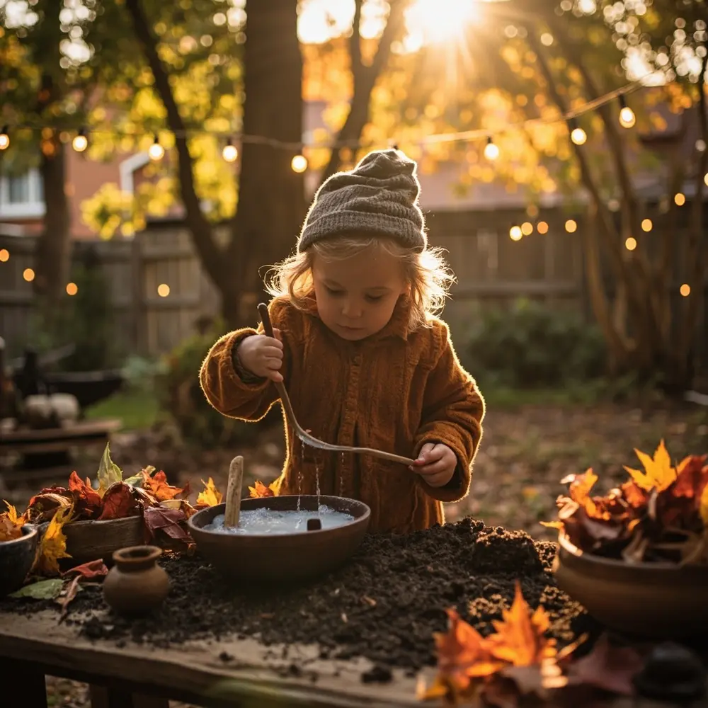 15 Spooktacular Sensory Halloween Activities for Hands-On Fun 4 Surrounded li spoon small using scene leaves miniature potions mix a 8221 8220 wooden child kitchen inviting and an to in twigs with image outdoor 4 strong by mud fallen