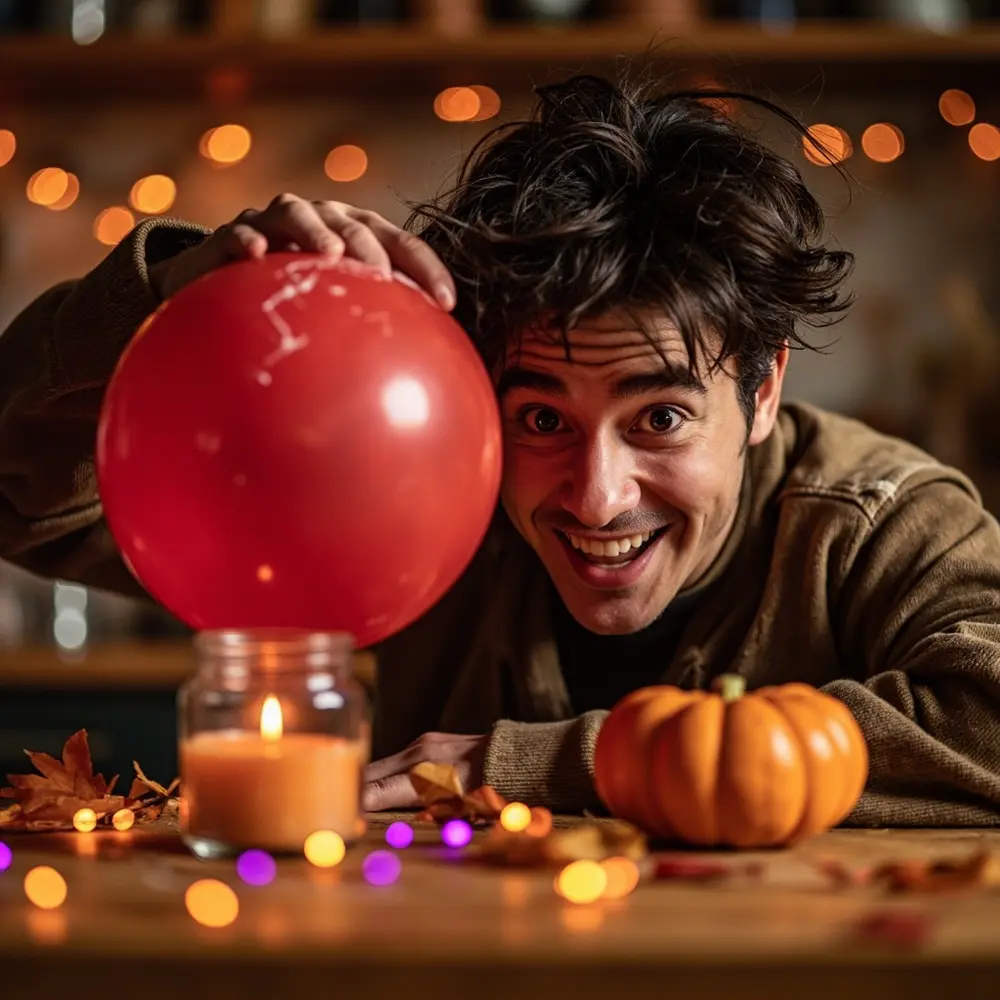How to Make Paper Ghosts Dance with Static Electricity 4 Visibly rubbing enthusiastically the smile lifting hair bright a red strands fun on h3 balloon of their with image shot 4 strong few dynamic big towards person