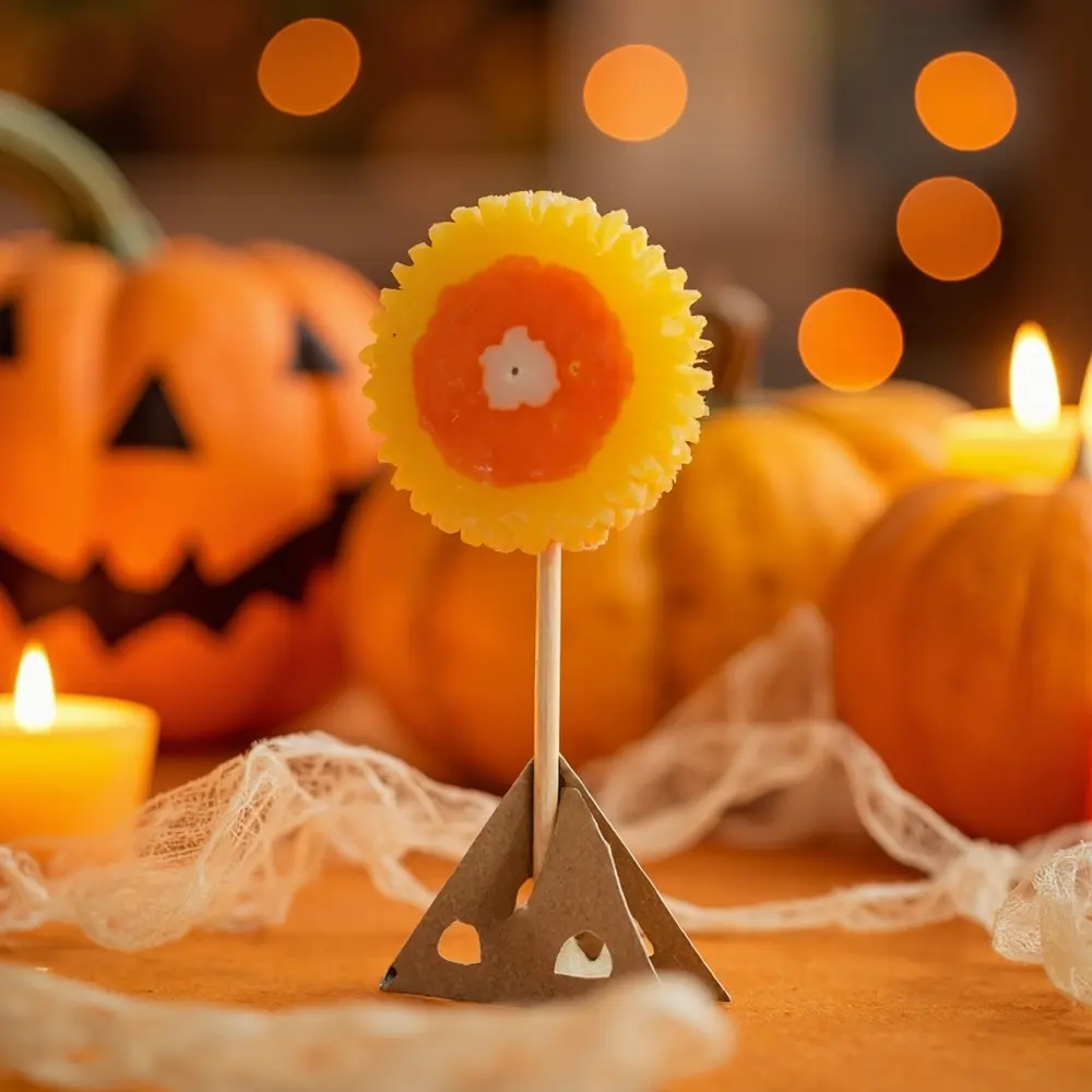 How to Build Working Gears Out of Candy Corn 4 Side flicks small view toothpick corn the lifting axle stands can candy inserted ends a off gently on table h3 to it into of cardboard mounted image two shot show 4 strong are finger single spin folded gear