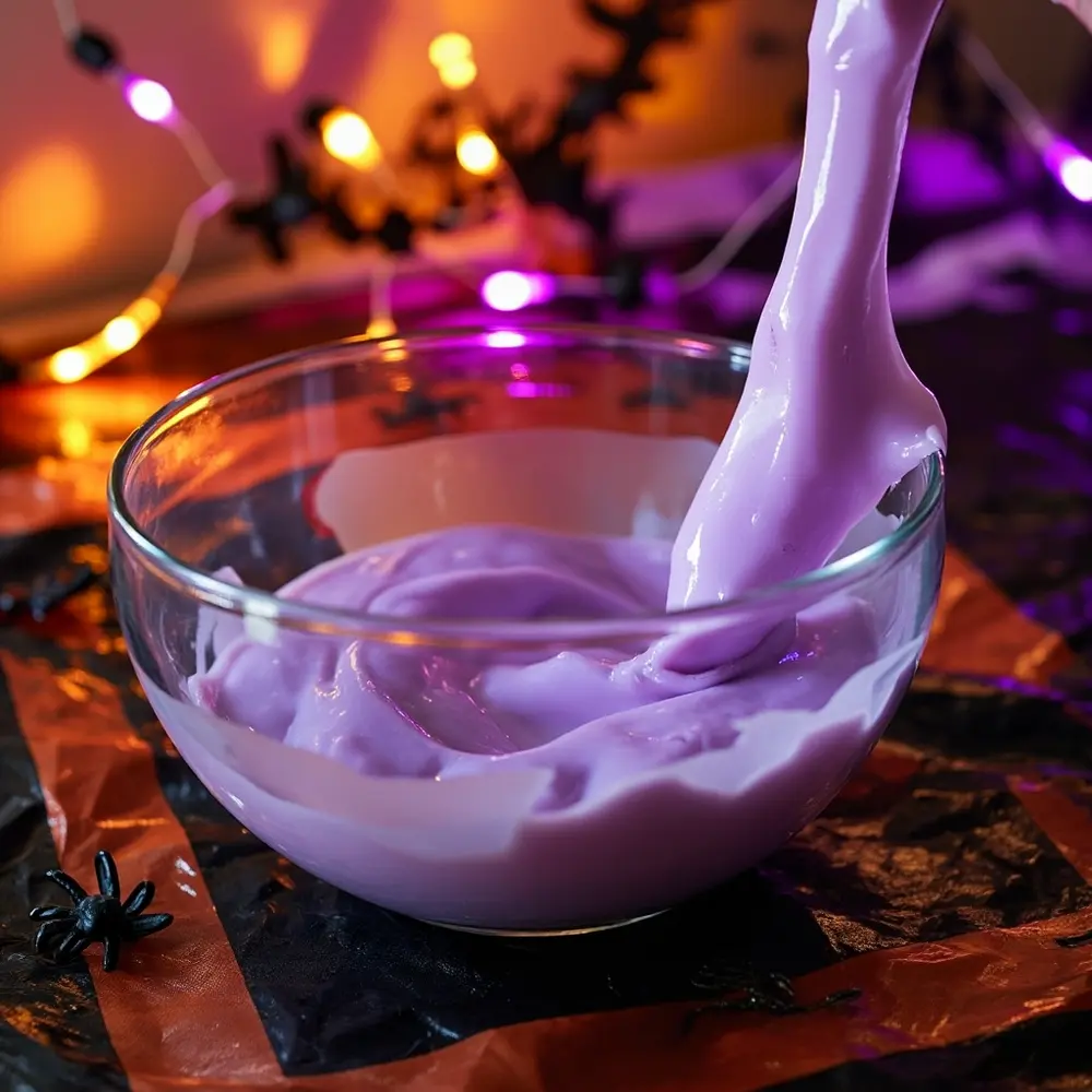 How to Make Eerie (but Fun!) DIY Monster Slime 4 Stick side the slime showing bowl s edges craft a beginning away pull activator and an h3 to is in with as mixture image shot 4 strong thicken from stirred action 8217