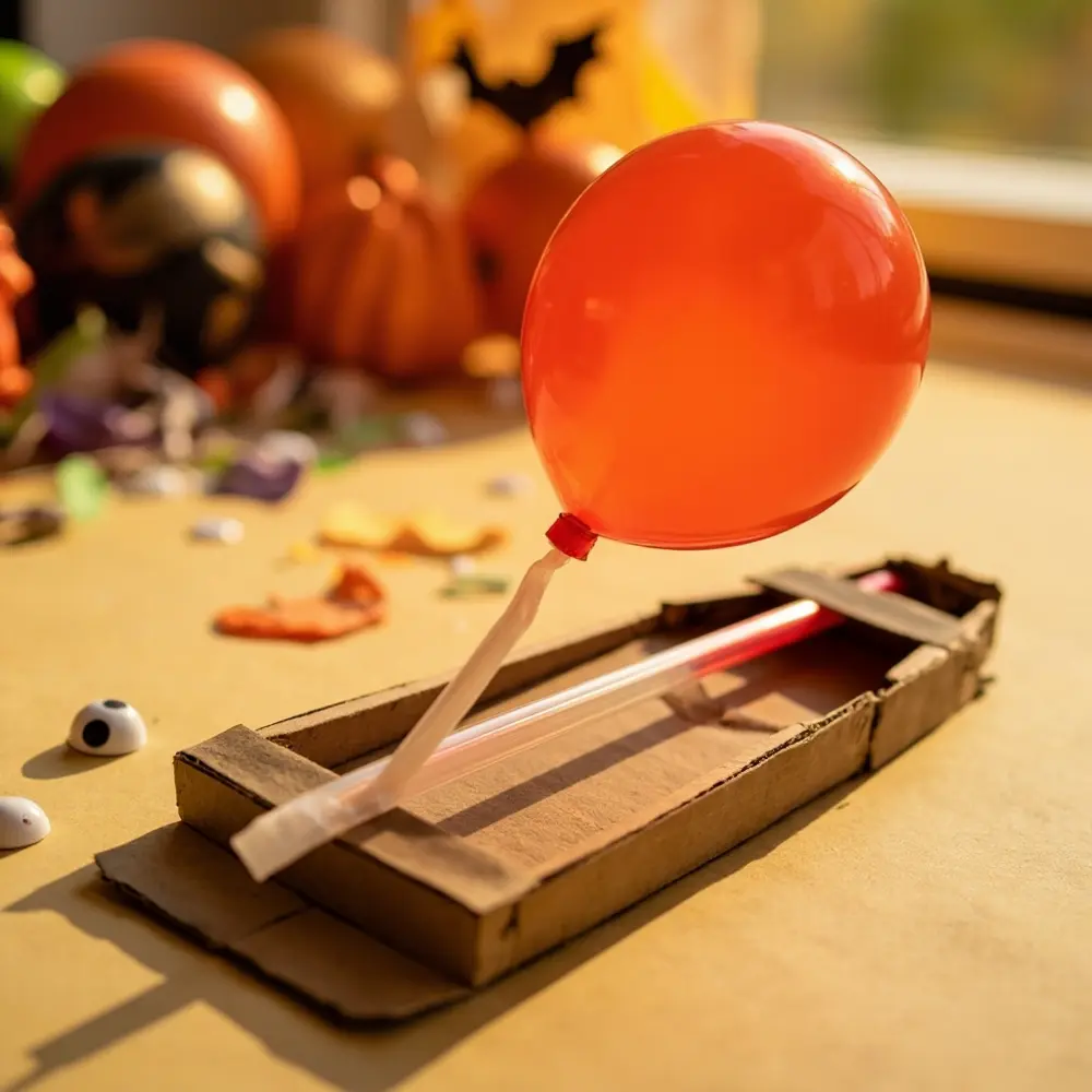 How to Build a Balloon-Powered Car for a Spooky Race 5 Car body the showing straw entire s clear top a 8221 8220 down taped and engine h3 balloon to is of onto image cardboard securely shot 5 assembly 8217 being