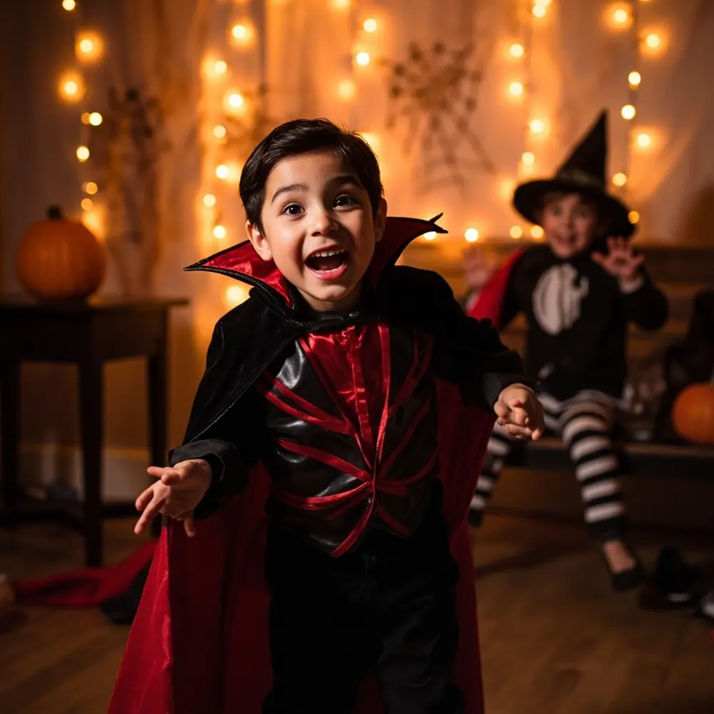 Your Guide to an At-Home Costume Fashion Show with DIY Runway 5 Candid area pose the witch vampire visible hat background excitedly a 8221 8220 child h3 of in with practicing costume image shot backstage 5 dramatic another