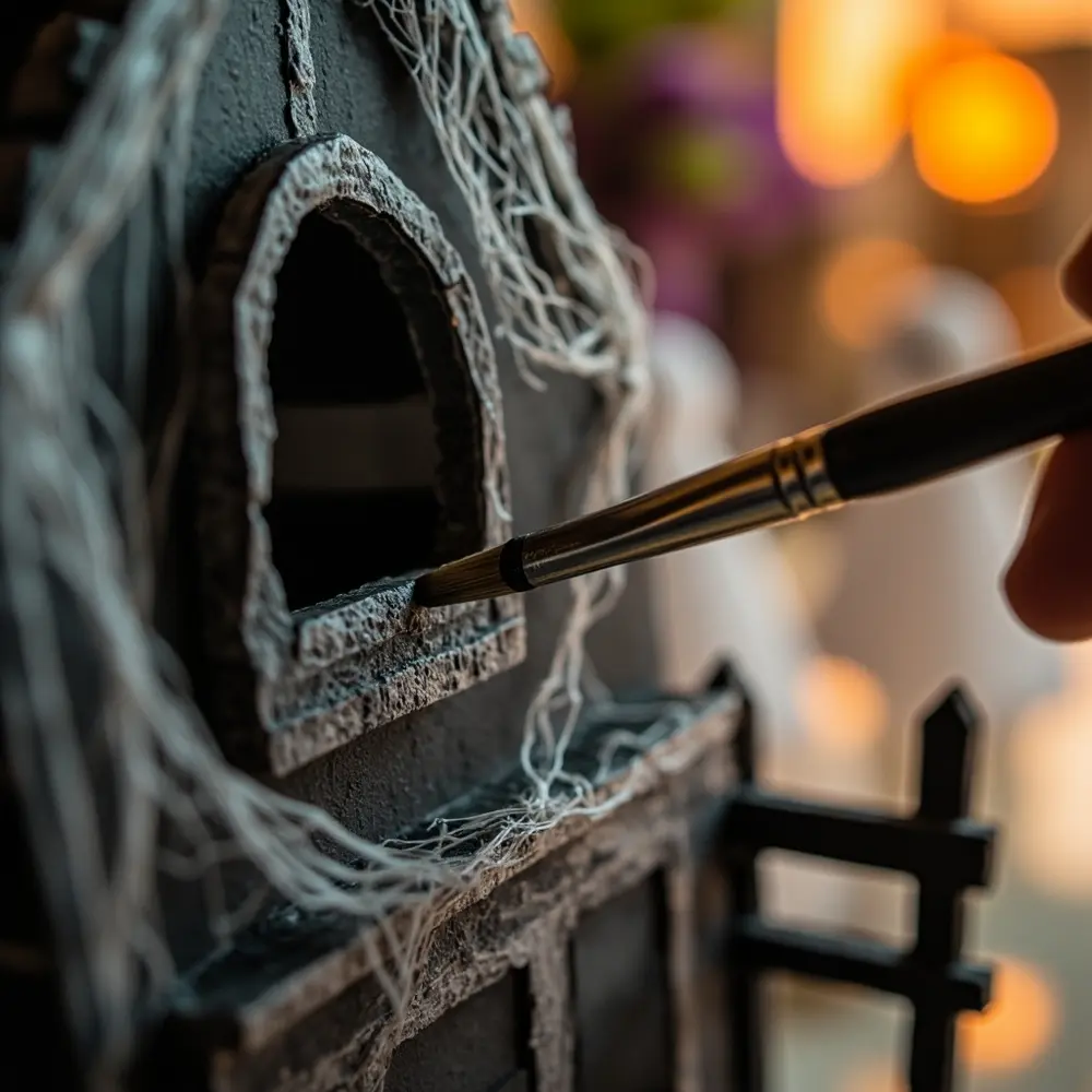 How to Engineer a Haunted House Using Recycled Materials 6 Details painted already the up house focusing some out spooky a 8221 8220 close paintbrush adding around on and cut h3 is of haunted in cobwebs place window image section shot are 5 black cotton being
