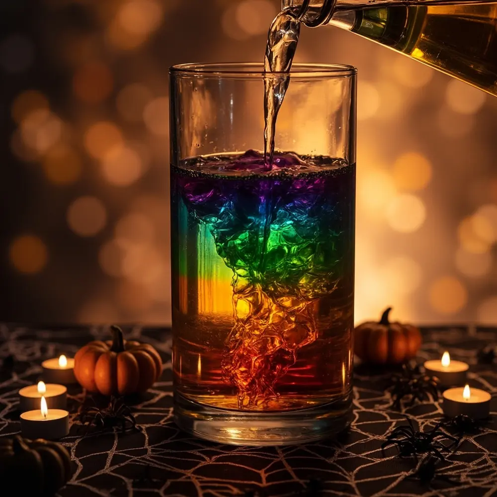 The Density Tower Potion: Layering Liquids for a Spooky Effect 5 Project completion honey the vegetable water soap layer beautiful clear halfway four a purple green contains added dish and h3 to of tower about photo image now layers 5 strong density oil vase slowly being