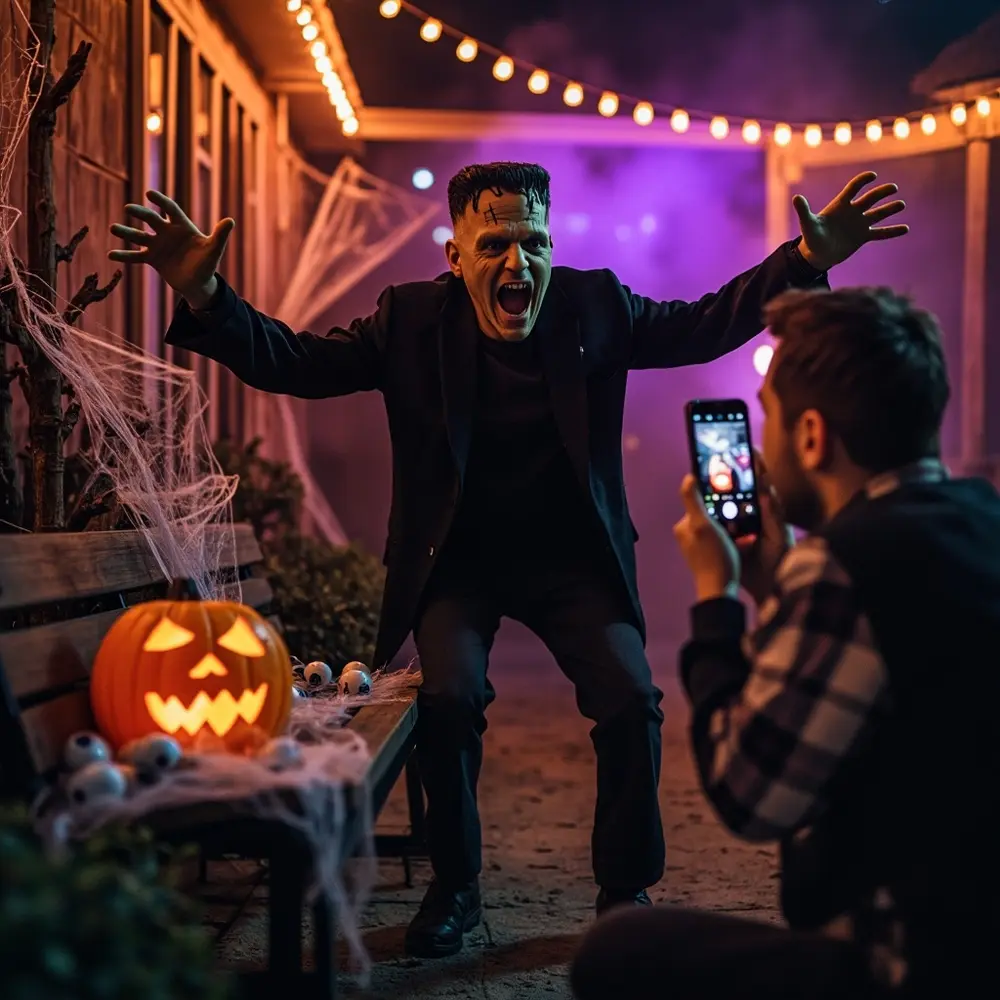 How to Organize a Halloween-Themed Scavenger Photo Hunt 5 Perfect while together pose the get frankenstein one a angle on h3 to is of team their phone photo image shot 5 dramatic crouches dynamic striking working another low person down
