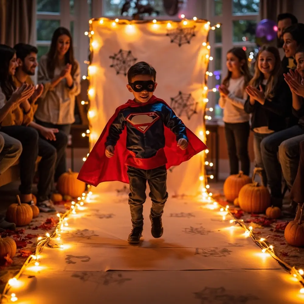 Your Guide to an At-Home Costume Fashion Show with DIY Runway 6 Cheering side diy striding the audience superhero a confidently 8221 8220 child on and h3 family of in with runway costume cardboard image shot 6 members clapping dynamic from action down