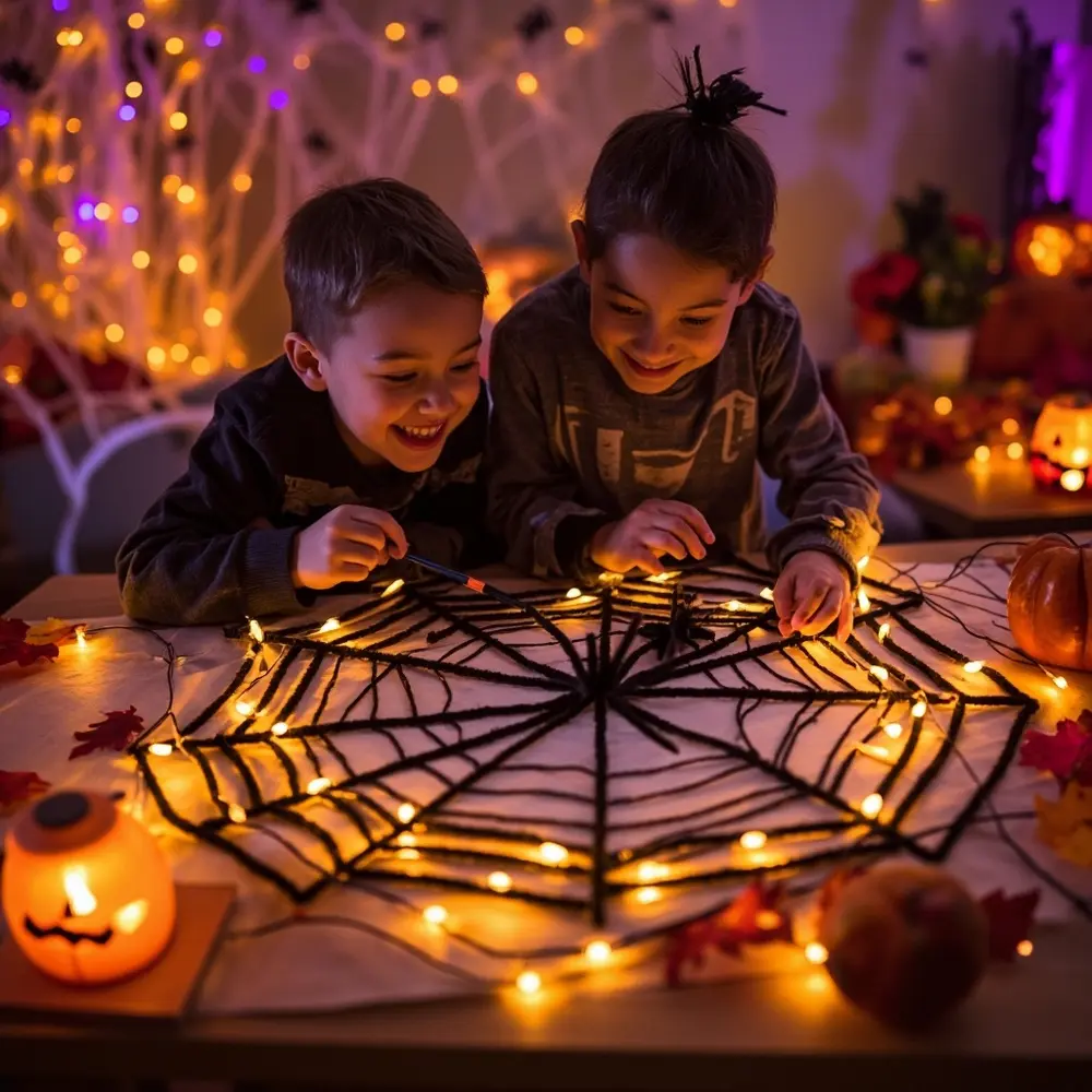 A Guide to Making a Magnetic Spooky Spider Web Game 6 Cozy while kids the underneath scene game smiling beautiful playing guiding entire one top spider out web a magnetic activity zoomed fun on and moves h3 of in with magic wand room image slightly two finished 6 shot are lit other dimly captures