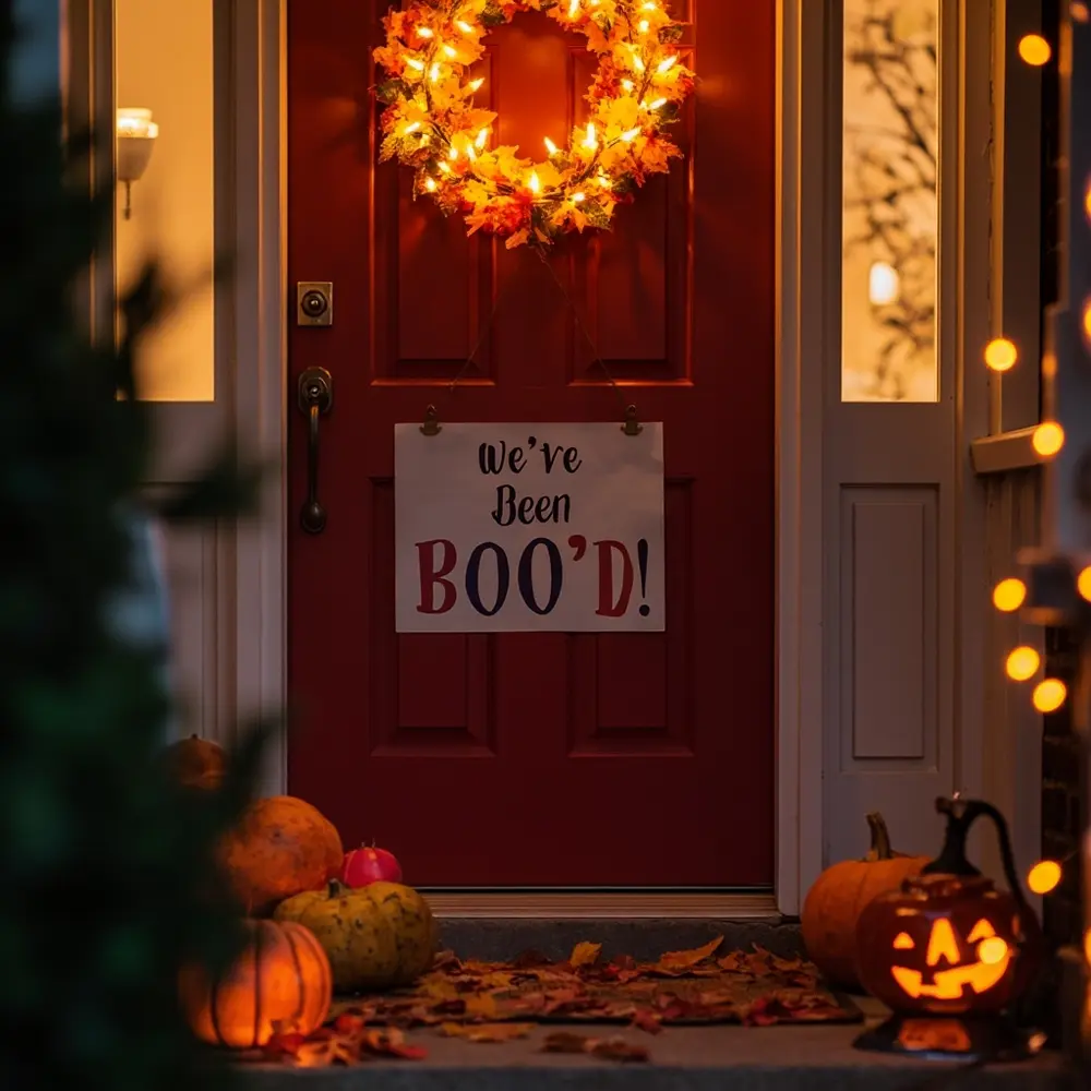 How to "Boo Your Neighbor" and Start a Community Tradition 6 We level the halloween visible clear wreath d background festive sign a 8221 8220 door been ve eye taped h3 to it of in with image shot 6 front boo 8217