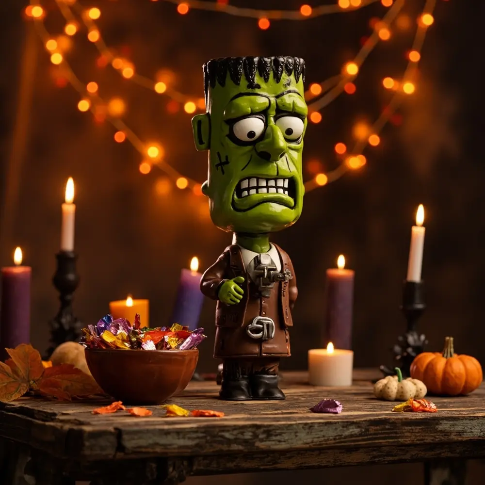 How to Engineer a Frankenstein-Themed Candy Dispenser 6 Project orange the dim sitting halloween beautiful candy bowl frankenstein out next perhaps complete spooky background a zoomed awesome on table and h3 to is of in with image slightly finished 6 shot strong dispenser string showcasing final lights lighting
