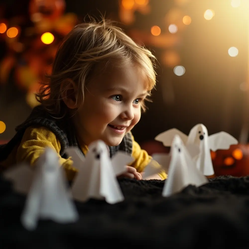 How to Make Paper Ghosts Dance with Static Electricity 6 Ghosts side delight the wide looking pure dancing s wonder look face a eyes child and h3 of capturing at with seen image shot 6 strong from