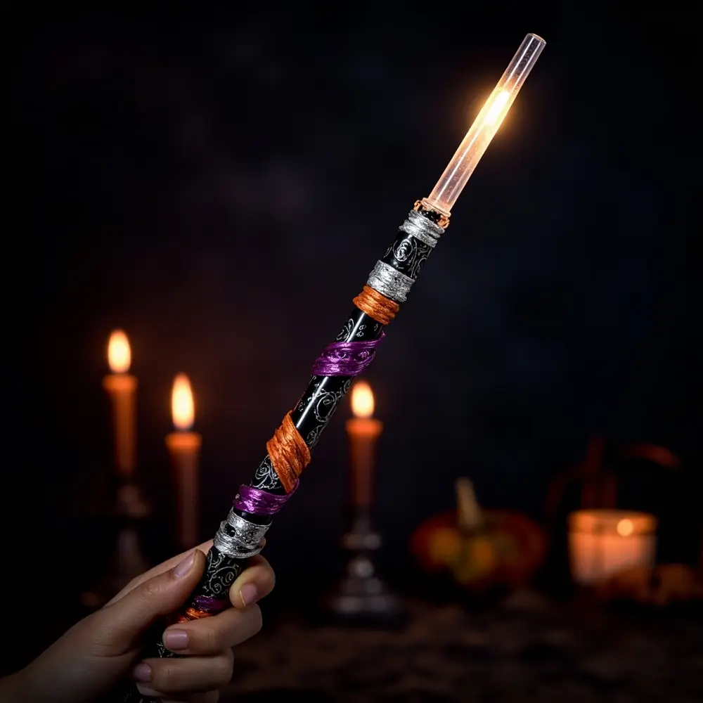 How to Create Your Own LED Light-Up Magic Wand Circuit 7 Against the up beautiful effect light ribbon glowing full s dark out magical held background all a zoomed glitter and h3 it decorations is of magic wand image slightly finished shot 7 captured showcasing brilliantly 8217