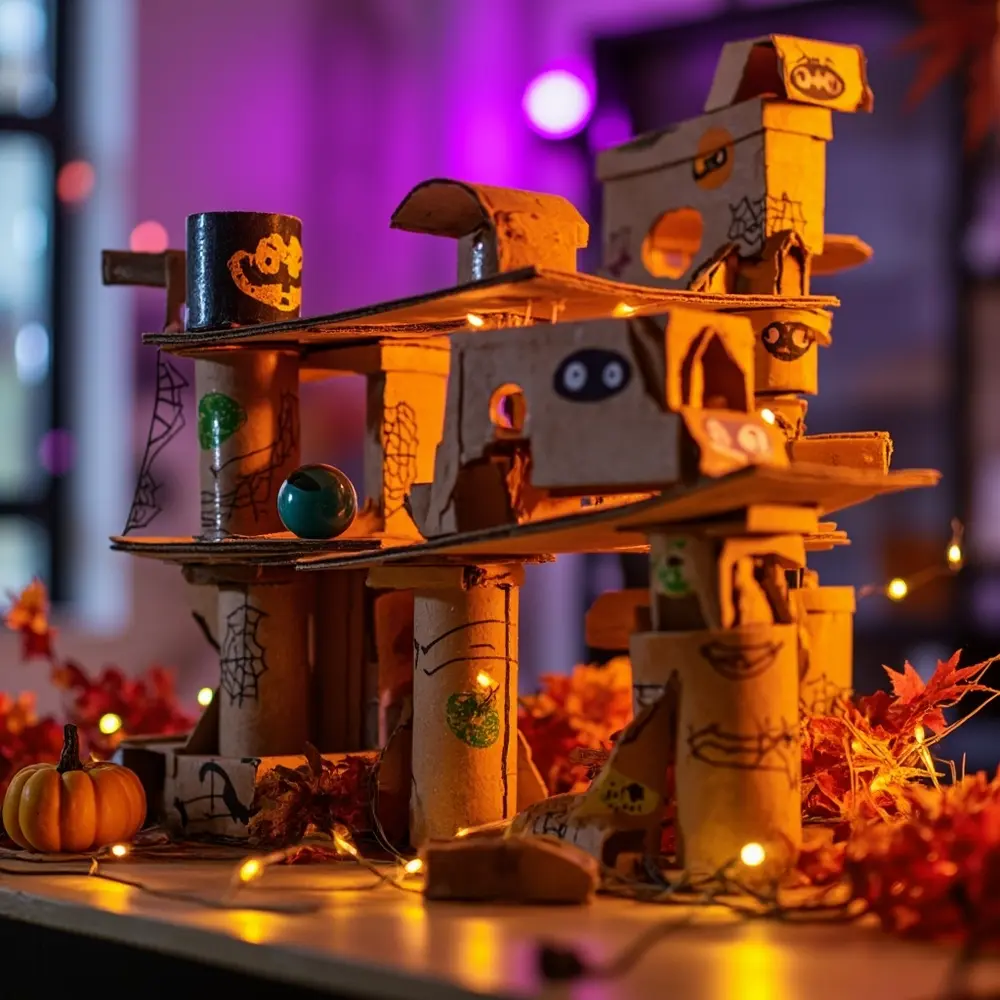 20 Mind-Blowing Halloween STEM Projects for Curious Kids (and Adults!) 7 Decorated level spiderwebs elaborate descent mid a eyes and an h3 monster tubes with cardboard multi image made 7 run boxes from marble