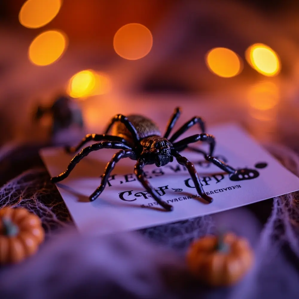 How to Plan a Spooktacular Office Halloween Party (Virtual & In-Person Ideas) 7 Focused hands the plastic placing scavenger s spider blurred background festive a card on during an h3 decorations in carefully image other shot 7 are clue hunt 8217 office person