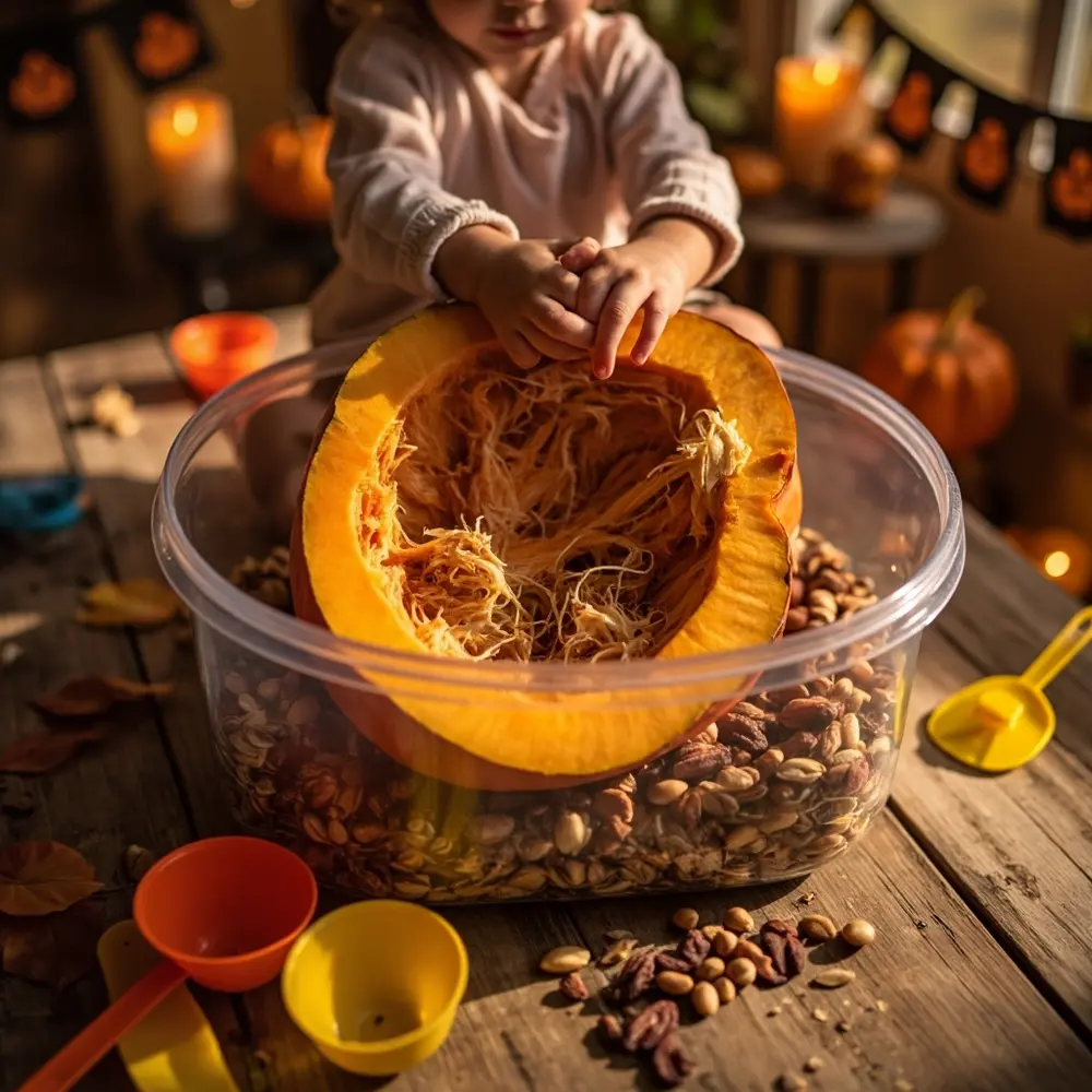 Gentle Spooks: 25 Safe and Fun Halloween Activities for Toddlers & Preschoolers 7 7 guts sensory h3 pumpkin bin